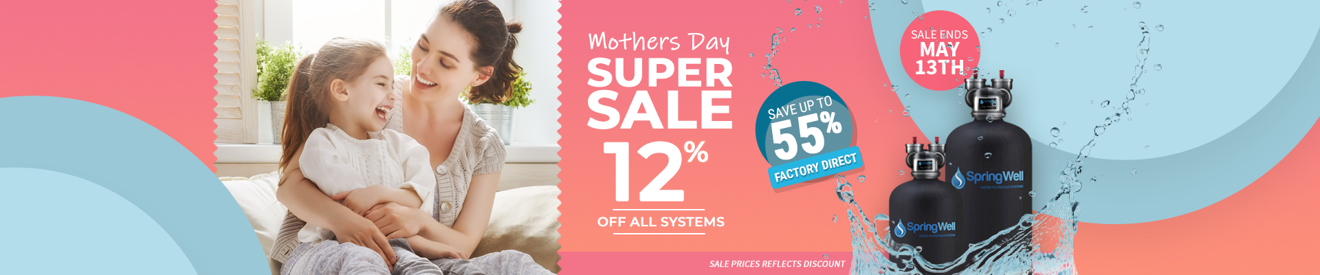 mothers day sale banner with mother and daughter laughing